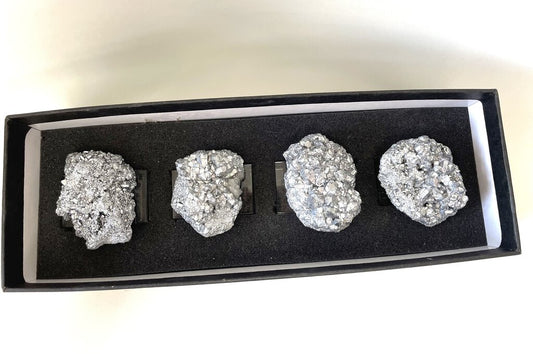 PYRITE NAPKIN RINGS SET OF 4