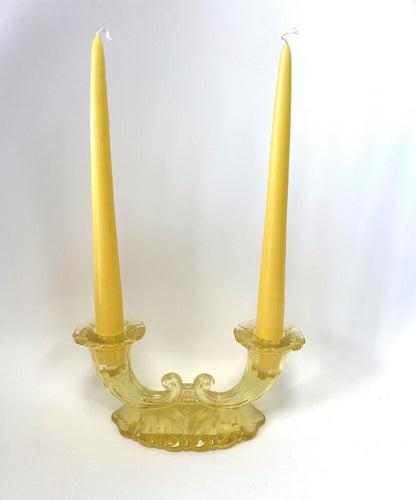 1930S WARWICK HEISEY SAHARA 2 LIGHT HORN OF PLENTY CANDLE HOLDER