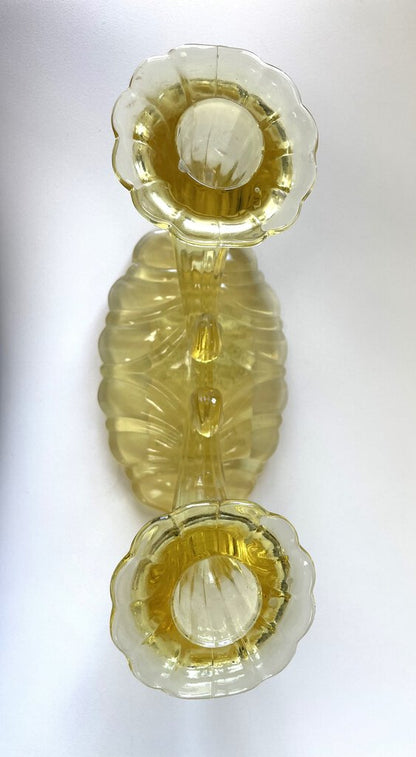 1930S WARWICK HEISEY SAHARA 2 LIGHT HORN OF PLENTY CANDLE HOLDER