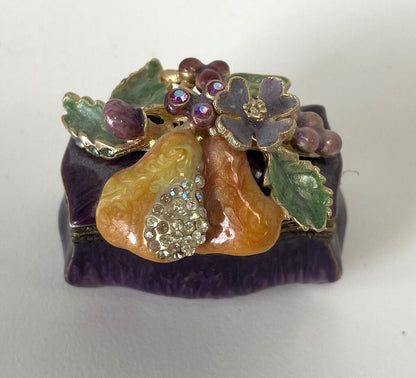 JAY STRONGWATER DARJEELING PEARS KEATON TRINKET BOX WITH SWAROVSKI CRYSTALS