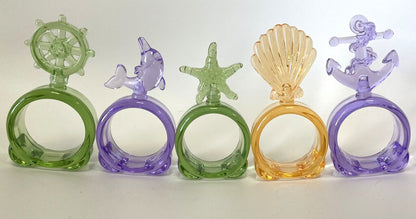 COLORFUL COASTAL NAPKIN RINGS SET OF 5