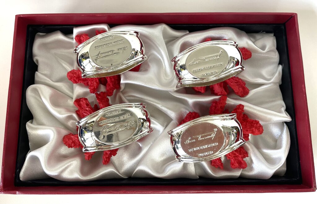 HANS TURNWALD RED CORAL NAPKIN RINGS SET OF 4