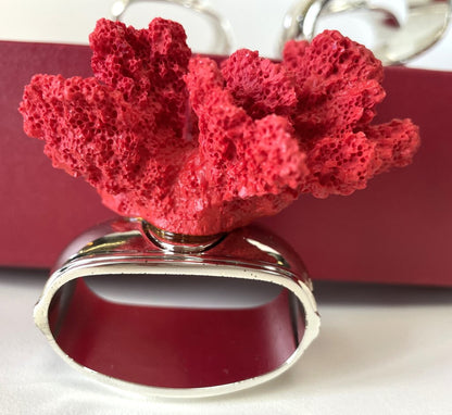 HANS TURNWALD RED CORAL NAPKIN RINGS SET OF 4
