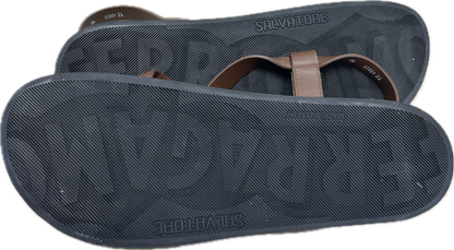 SALVATORE FERRAGAMO LEATHER NOSTRO SANDALS BROWN (NEW) UK SIZE10