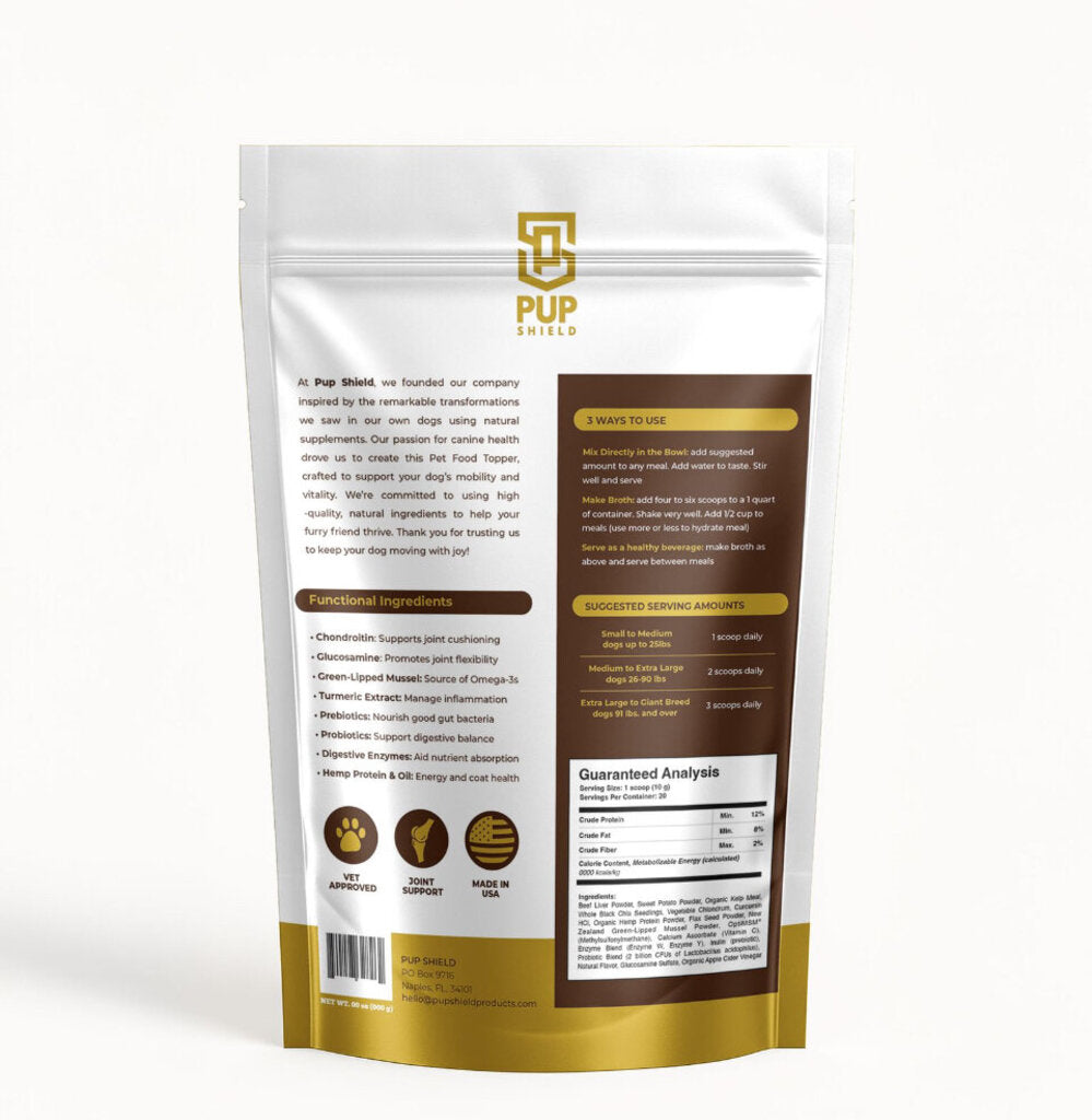 PUP SHIELD MOBILITY GOLD PET FOOD TOPPER *30 DAY SUPPLY*
