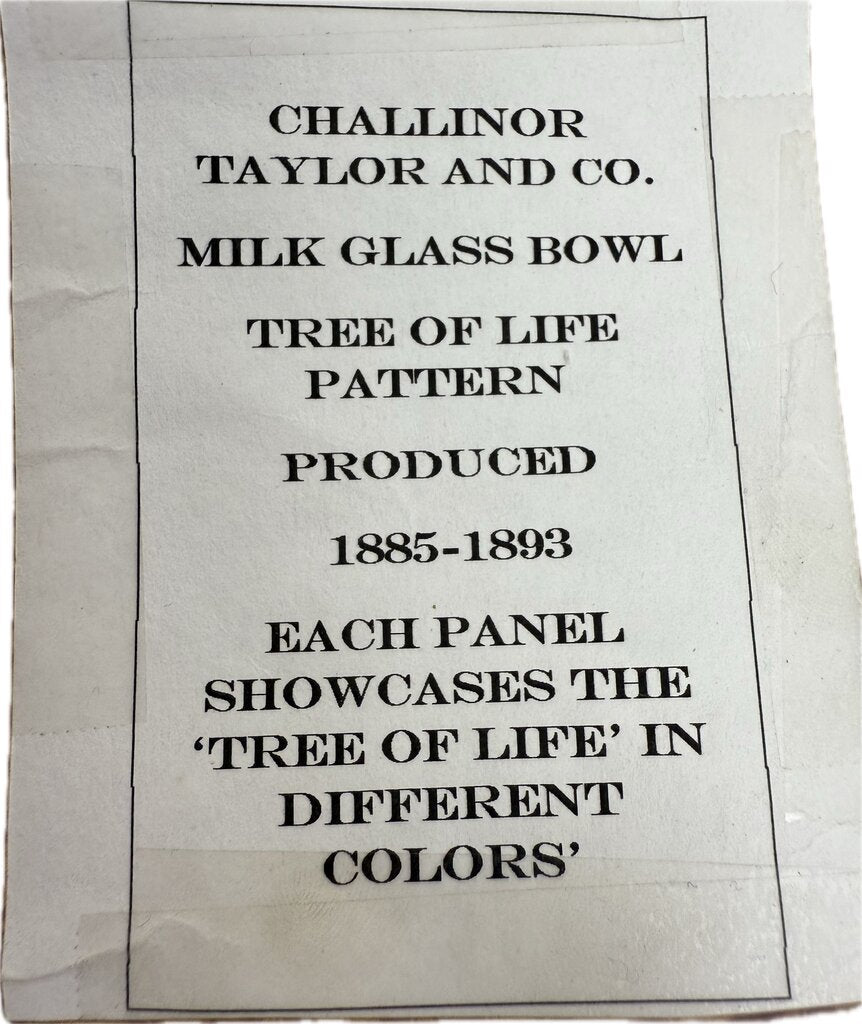 ANTIQUE MILK GLASS CHALLINOR TAYLOR TREE OF LIFE BOWL