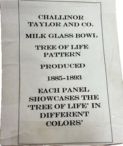 ANTIQUE MILK GLASS CHALLINOR TAYLOR TREE OF LIFE BOWL