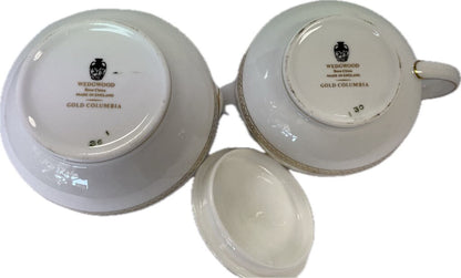 WEDGEWOOD GOLD COLUMBIA 3 PC TEA SET