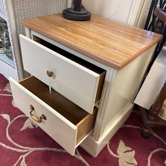 WHITE W/ WOOD GRAIN NIGHTSTAND