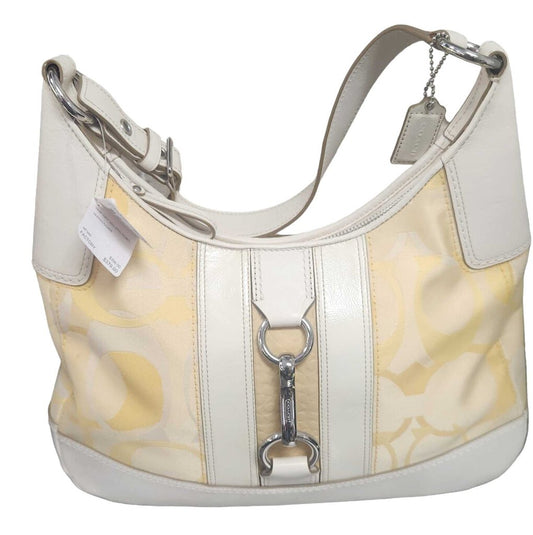 AUTHENTIC COACH HOBO SHOULDER BAG PURSE YELLOW WHITE F13336 SPRING SUMMER