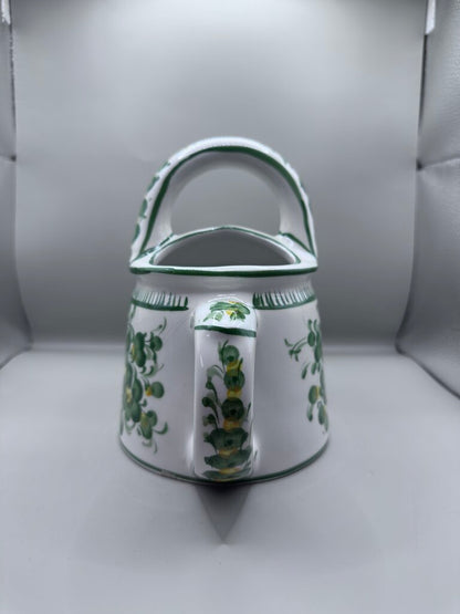 CERAMIC GREEN FLOWER WATERING CAN
