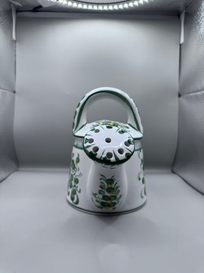 CERAMIC GREEN FLOWER WATERING CAN