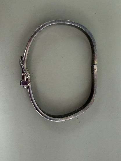 STERLING SILVER RED ENAMEL BELT BUCKLE BRACELET