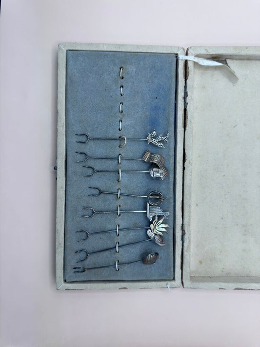 VINTAGE STERLING SILVER COCKTAIL FORKS SET OF 8