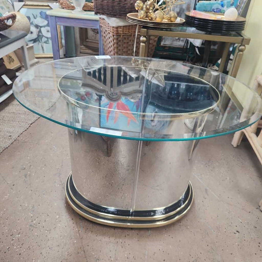 SILVER OVAL SIDE TABLE