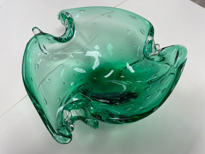 GREEN BUBBLE GLASS BOWL