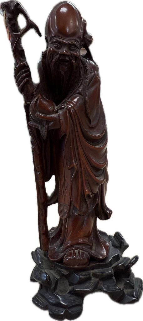 ANTIQUE CHINESE WOOD CARVED SHOULAO