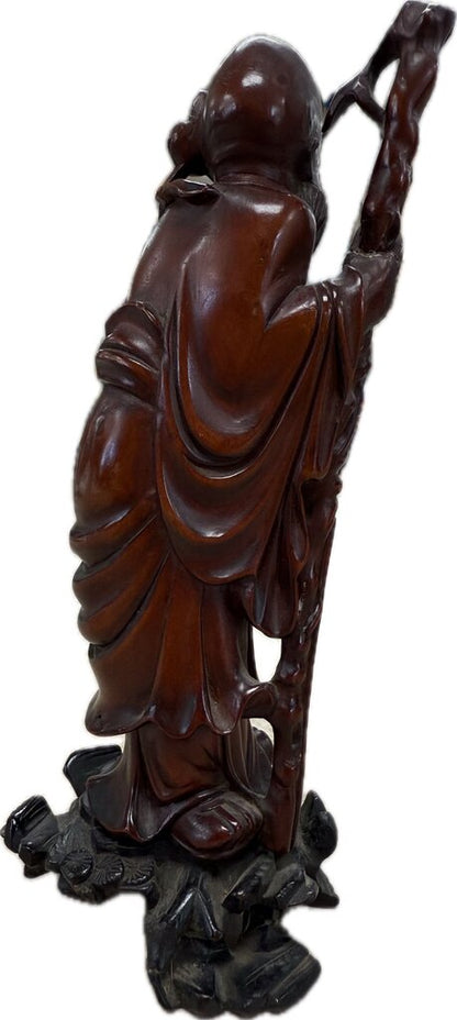 ANTIQUE CHINESE WOOD CARVED SHOULAO