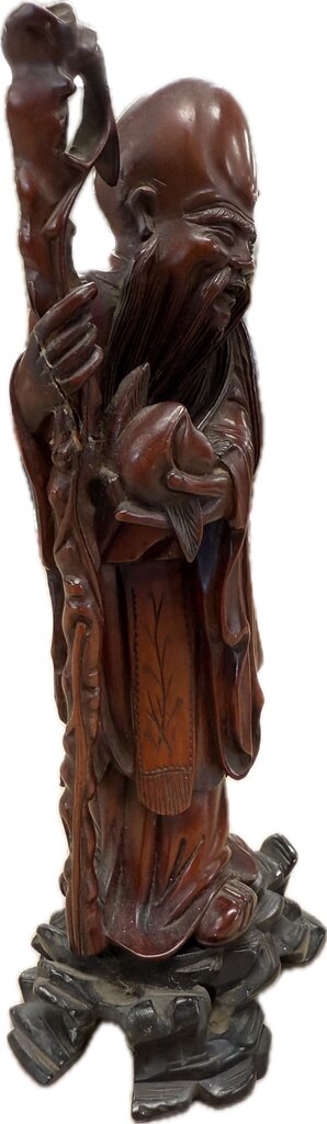 ANTIQUE CHINESE WOOD CARVED SHOULAO