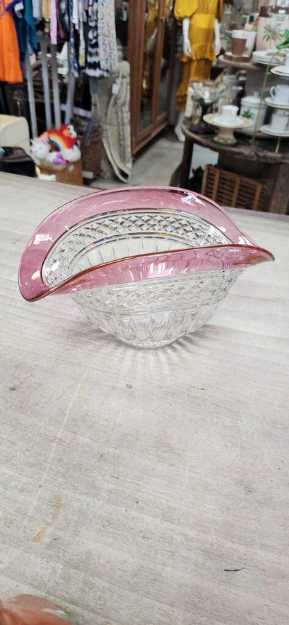 PINK GLASS CANDY DISH