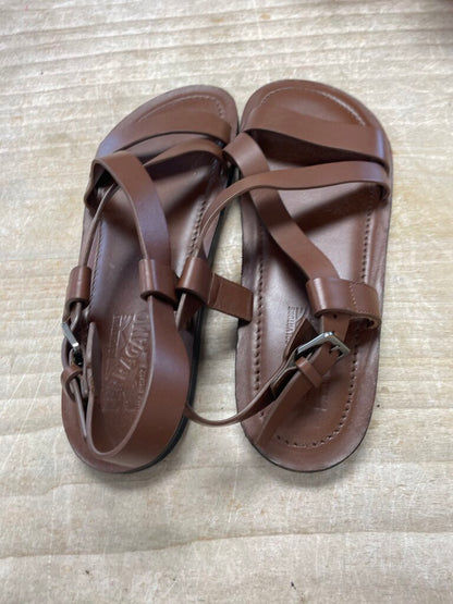 SALVATORE FERRAGAMO LEATHER NOSTRO SANDALS BROWN (NEW) UK SIZE10
