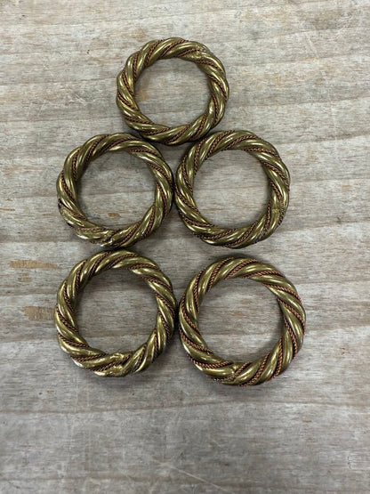 BRASS AND COPPER NAPKIN RINGS SET OF 5