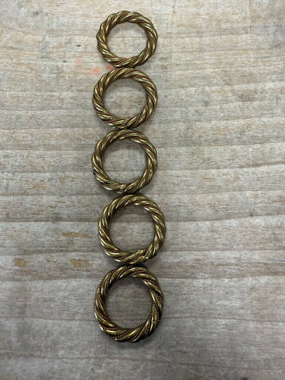 BRASS AND COPPER NAPKIN RINGS SET OF 5