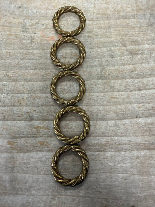 BRASS AND COPPER NAPKIN RINGS SET OF 5