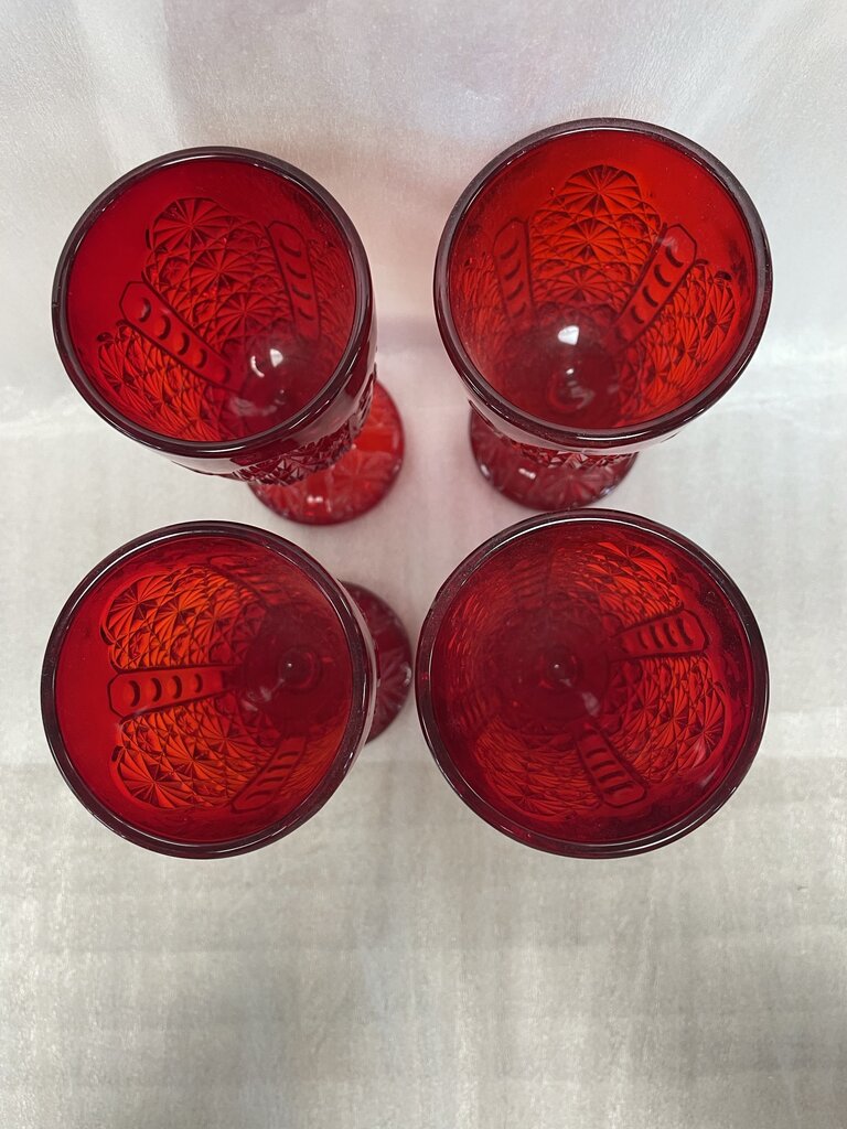 SET OF 4 RED DAISY GOBLETS