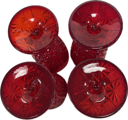 SET OF 4 RED DAISY GOBLETS