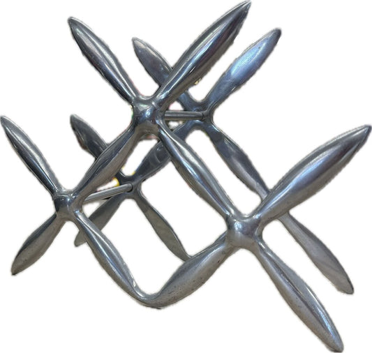 VINTAGE MCM PROPELLER STYLE TABLETOP BOTTLE RACK