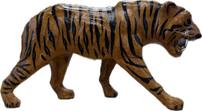 VINTAGE LEATHER TIGER WITH GLASS EYES