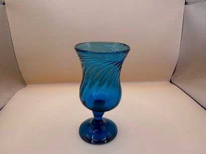 VINTAGE HAND BLOWN TURQUOISE GLASSES SET OF 4