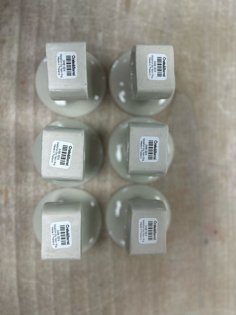 CRATE AND BARREL MEDALLION NAPKIN RINGS NWT SET OF 6