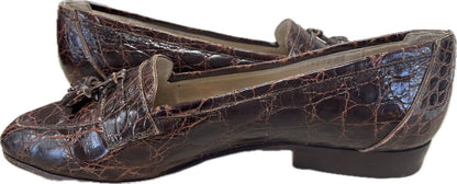 VINTAGE GUCCI CROC SKIN LOAFERS SIZE: 37