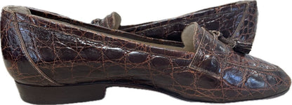 VINTAGE GUCCI CROC SKIN LOAFERS SIZE: 37
