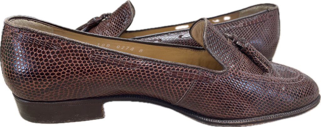 VINTAGE GUCCI LIZARD SKIN LOAFERS SIZE:36.5