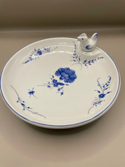 RARE CHANTILLY LIMOGES FRANCE BLUE AND WHITE FLORAL PORCELAIN WARMER DISH