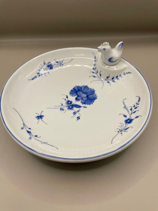 RARE CHANTILLY LIMOGES FRANCE BLUE AND WHITE FLORAL PORCELAIN WARMER DISH
