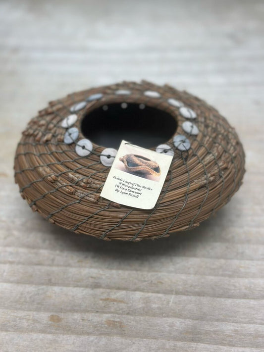 STONEWARE AND PINE NEEDLE BOWL