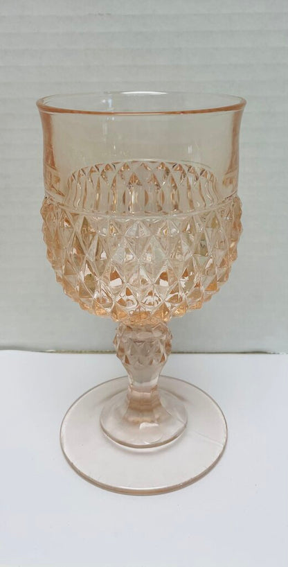 DIAMOND POINT PINK WATER GOBLET SET OF 4