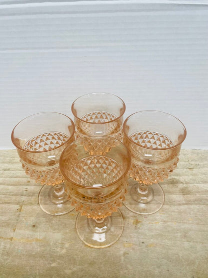 DIAMOND POINT PINK WATER GOBLET SET OF 4