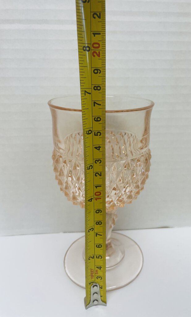 DIAMOND POINT PINK WATER GOBLET SET OF 4