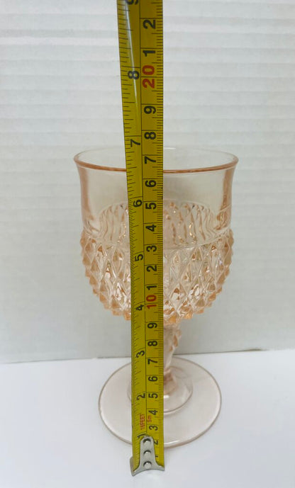 DIAMOND POINT PINK WATER GOBLET SET OF 4