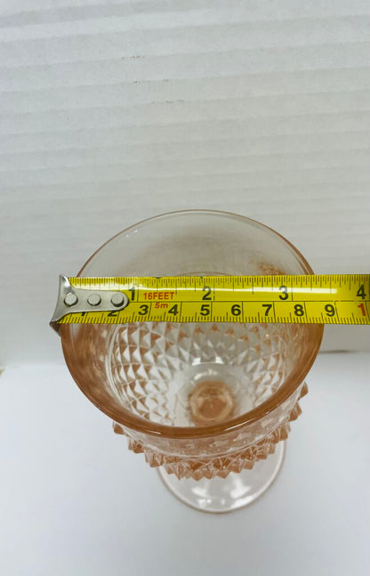 DIAMOND POINT PINK WATER GOBLET SET OF 4