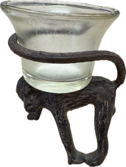 VINTAGE BRASS MONKEY CANDLE HOLDERS SET OF 3