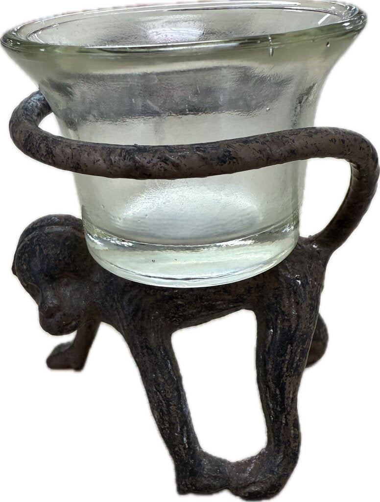 VINTAGE BRASS MONKEY CANDLE HOLDERS SET OF 3