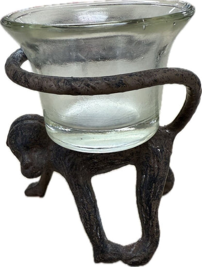 VINTAGE BRASS MONKEY CANDLE HOLDERS SET OF 3