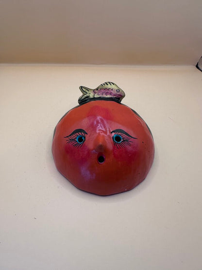 MEXICO FOLK ART COCONUT HAND PAINTED FACE