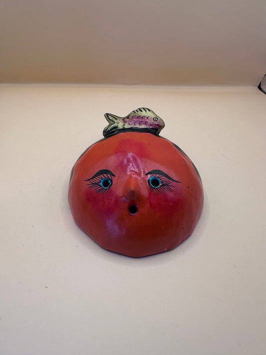 MEXICO FOLK ART COCONUT HAND PAINTED FACE